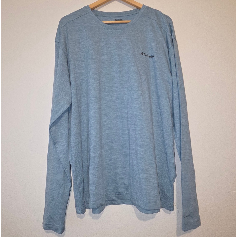 Columbia Omni-Wick Mens XL Long Sleeve Shirt Light Blue Heathered Performance